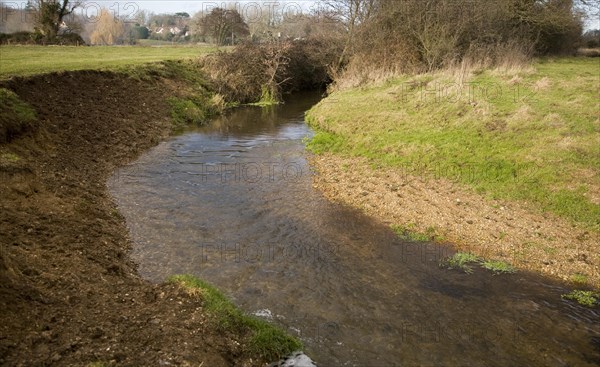Meander with slip off slope and river cliff, River Deben, Ufford, Suffolk, England, United Kingdom, Europe