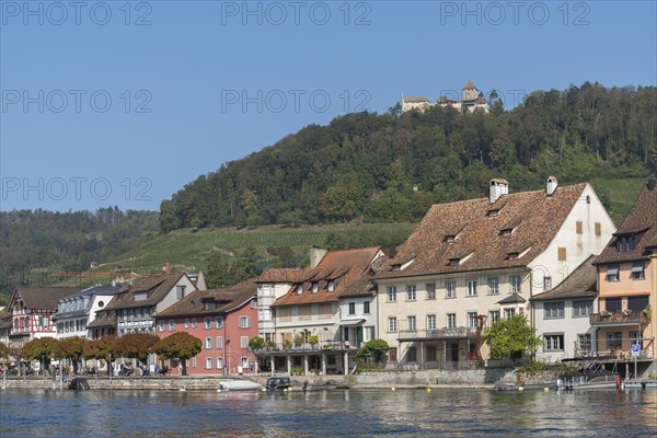 Stein am Rhein, cityscape, Hohenklingen Castle, mountain, blue sky, Canton Schaffhausen, Switzerland, Europe