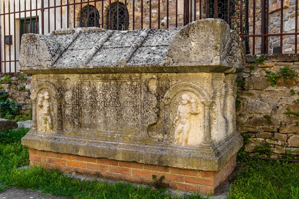 Lapidarim, Basilica di Santa Eufemia, Citta vecchia, island of Grado, north coast of the Adriatic Sea, Friuli, Italy, Grado, Friuli, Italy, Europe