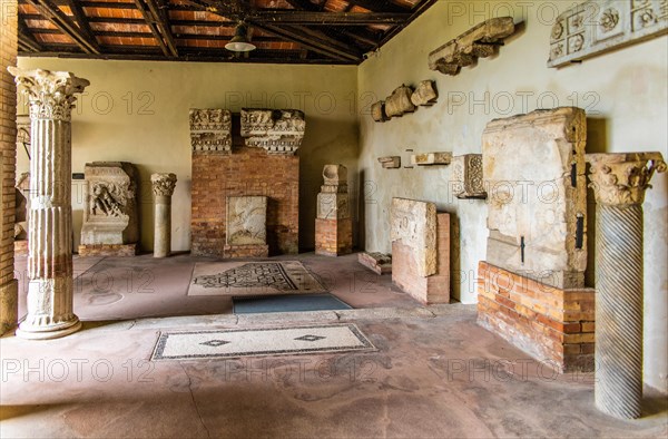 Garden with Lapidarium, National Archaeological Museum, Villa Cassis Faraone, UNESCO World Heritage Site, important city in the Roman Empire, Friuli, Italy, Aquileia, Friuli, Italy, Europe