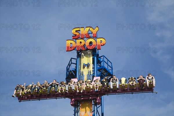 Sky Drop freefall gravity funfair ride Pleasure Beach, Great Yarmouth, Norfolk, England, United Kingdom, Europe