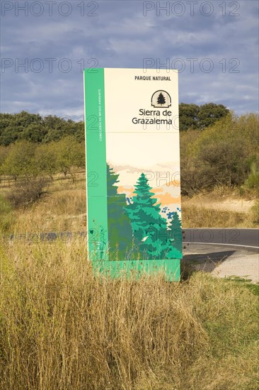 Sign for Sierra de Grazalema natural park, Cadiz province, Spain, Europe