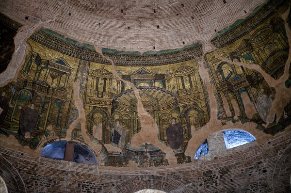 Interior view of Rotonda, rotunda of Galerius, Roman round temple, dome with wall mosaic, Thessaloniki, Macedonia, Greece, Europe