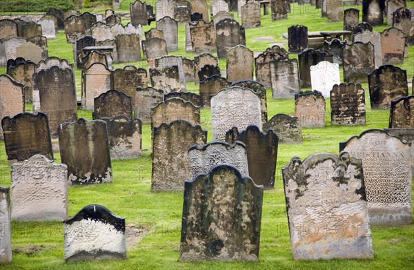 Eighteenth and nineteenth century gravestones at Tynemouth priory, Northumberland, England, United Kingdom, Europe