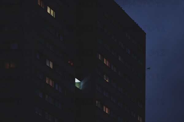 Light burning in a block of flats in Berlin, 20/02/2024