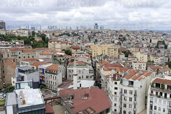 View from the Galata Tower, in the background the financial and banking district, Istanbul, European part, Turkey, Asia