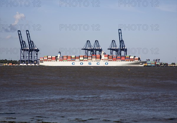 Cosco container ship Port of Felixstowe, Suffolk, England, United Kingdom, Europe