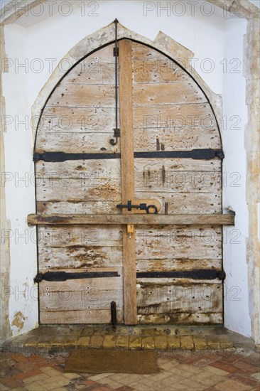 Claw marks of the legendary Black dog of Bungay on doors of Holy Trinity church, Blythburgh, Suffolk, England, United Kingdom, Europe