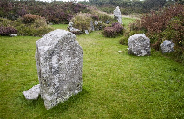 Chysauster Ancient Village is a late Iron Age and Romano-British village of courtyard houses in Cornwall, England, United Kingdom, Europe