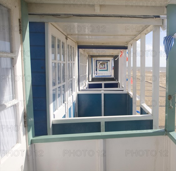 Colourful beach huts at Southwold, Suffolk, England, United Kingdom, Europe