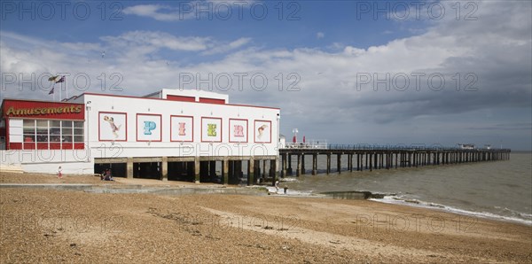 Beach and pier at Felixstowe, Suffolk, England, United Kingdom, Europe
