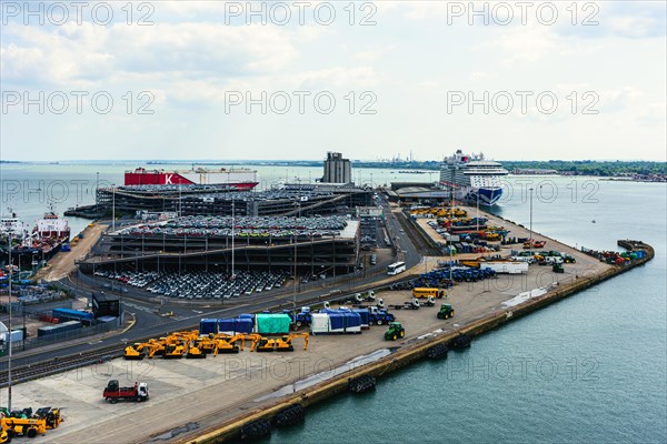 Queen Elizabeth II cruise terminal and Southampton Docks, Southampton, Hampshire, England, United Kingdom, Europe