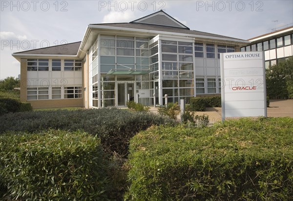 Oracle in Optima House modern high-tech businesses located in Cambridge Science park, Cambridge, England founded by Trinity College in 1970, is the oldest science park in the United Kingdom