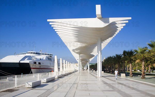 Quay two El Palmeral de las Sorpresas port development of the modern new cruise terminal, Malaga, Spain, Europe