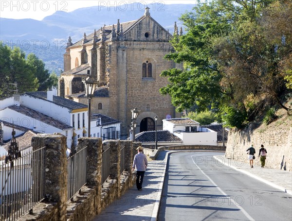 Iglesia del Espiritu sancto viewed down Cuesta las Imagenes street, Ronda, Spain, Europe
