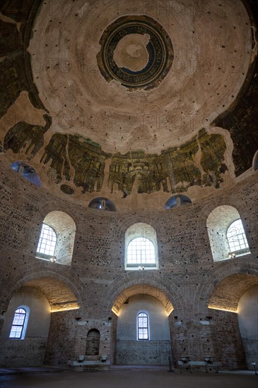 Interior view of Rotonda, Rotunda of Galerius, Roman circular temple, dome, ceiling mosaic and wall mosaic, Thessaloniki, Macedonia, Greece, Europe