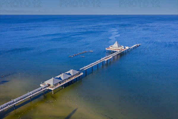 Heringsdorf Pier, Seebruecke Heringsdorf stretching out into the Baltic Sea on the island of Usedom, Mecklenburg-Vorpommern, Germany, Europe