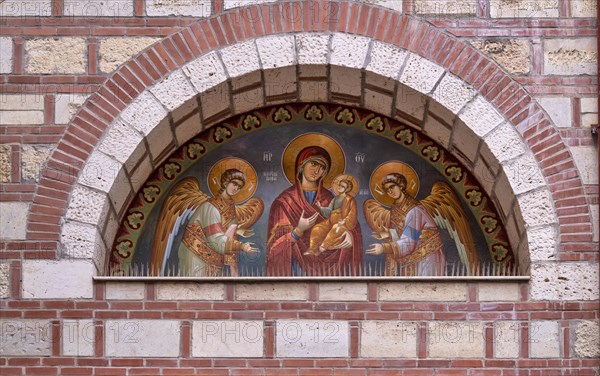 Wall painting, balcony, Katholikon, Monastery of St Theodora, Thessaloniki, Macedonia, Greece, Europe