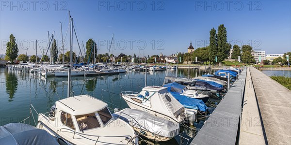 Pleasure boats in the harbour of Arbon, Lake Constance, Canton Thurgau, Switzerland, Europe