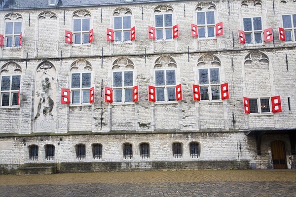 Red shutters of historic town hall, Gouda, South Holland, Netherlands