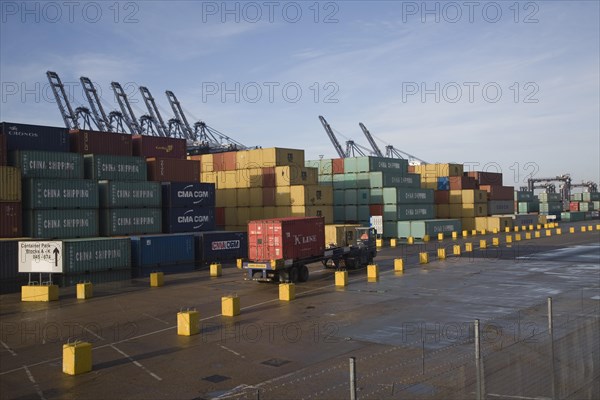 The Port of Felixstowe is Britain's busiest container port and one of the largest in Europe, Felixstowe, Suffolk, England, United Kingdom, Europe