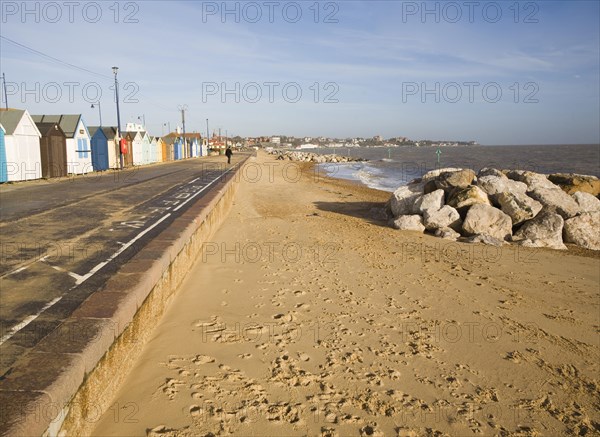 Coastal defences on the North Sea coast in East Anglia at Felixstowe, Suffolk, England, United Kingdom, Europe