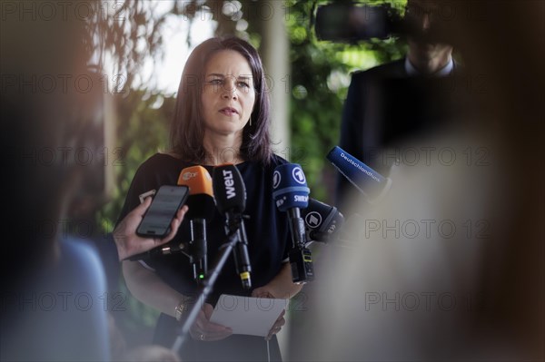 Annalena Baerbock (Alliance 90/The Greens), Federal Foreign Minister, photographed during a doorstep at the G20 Foreign Ministers' Meeting in Rio de Janeiro, 22 February 2024. Photographed on behalf of the Federal Foreign Office