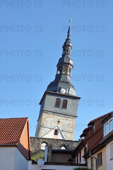Oberkirche and Schiefer Turm inclination of 5.42, Guinness Book of Records, crooked, crookedest, crookedest, crookedest, most crooked, Bad Frankenhausen, Kyffhaeuser, Thuringia, Germany, Europe