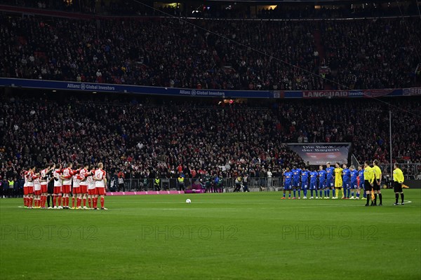 Mourning in honour of Andreas Andi Brehme, commemoration, minute's silence, minute's silence, FC Bayern Munich FCB, RasenBallsport Leipzig RBL, Allianz Arena, Munich, Bavaria, Germany, Europe