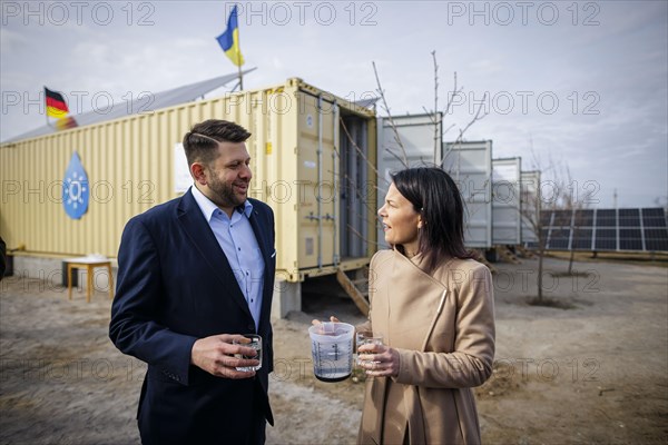 Annalena Baerbock (Alliance 90/The Greens), Federal Foreign Minister, visits a solar water desalination plant together with the Managing Director of Boreal Light GmbH, Ali Al Hakin. Mykolaiv Oblast, 25.02.2024. Photographed on behalf of the Federal Foreign Office