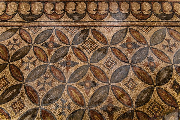 Floor mosaic, Baptistery of San Giovanni Battista next to Basilica di Santa Eufemia, Citta vecchia, island of Grado, north coast of the Adriatic Sea, Friuli, Italy, Grado, Friuli, Italy, Europe