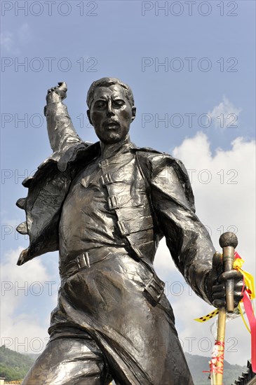 Memorial to Freddie Mercury, 1946, 1991, on the Quai de la Rouvenaz, Montreux, Canton of Vaud, Switzerland, Europe