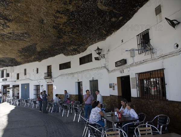 Buildings built with cave rock roof at Setenil de las Bodegas, Cadiz province, Spain, Europe