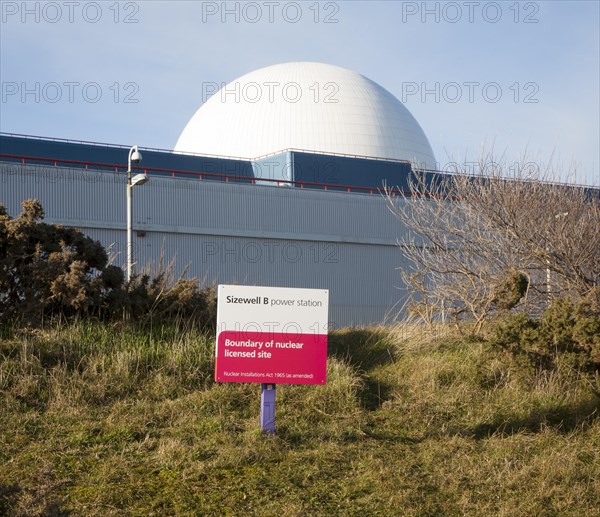 White dome of pressurised water reactor PWR of Sizewell A nuclear power station, near Leiston, Suffolk, England, United Kingdom, Europe