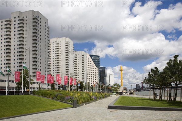 Apartment blocks at Boompjes, waterfront area of central Rotterdam, Netherlands