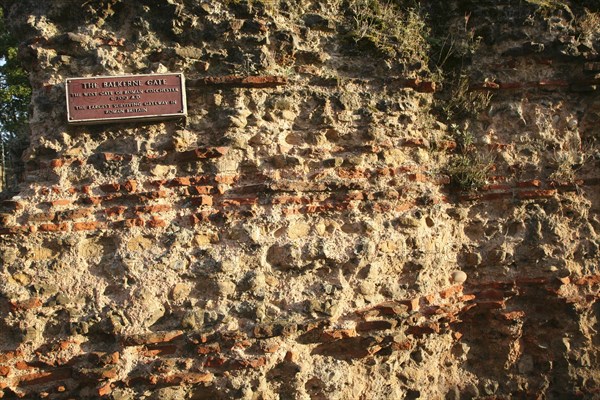 Detail of Roman brick building work in the Balkerne Gate, Colchester, Essex, England, United Kingdom, Europe