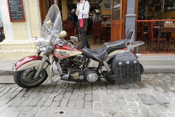 Harley Davidson, motorbike, year of manufacture approx. 1950, Havana, Cuba, Central America