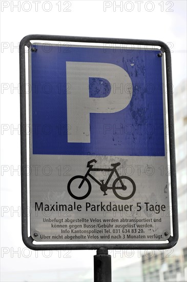 Parking sign, City of Bern, Switzerland, Europe