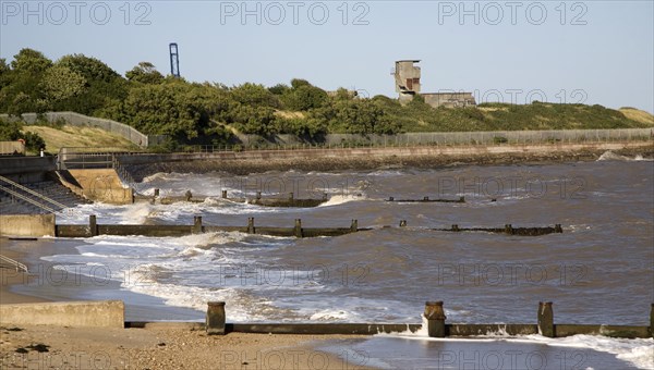 Groynes along the seafront at Dovercourt, Harwich, Essex, England, United Kingdom, Europe
