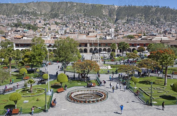 View of the Plaza de Armas, Ayacucho, Huamanga Province, Peru, South America