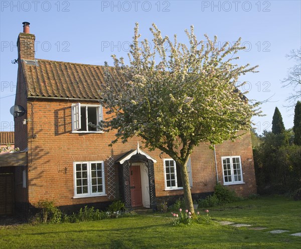 Property released red brick detached village house and garden, Suffolk, England, United Kingdom, Europe