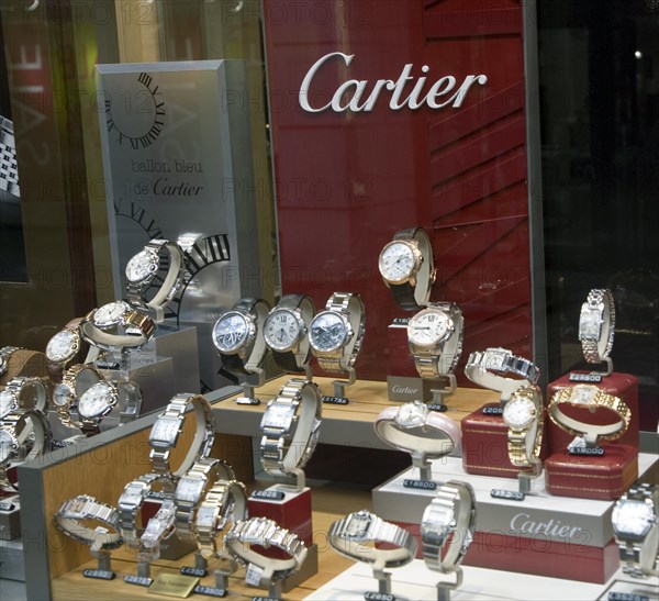 Cartier watches shop window display