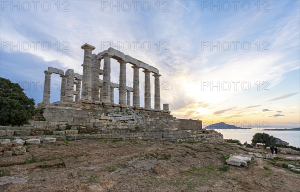 Ancient Temple of Poseidon at sunset, Cape Sounion, Greece, Europe