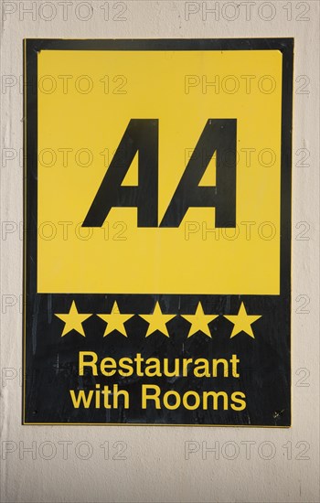 AA five star restaurant with rooms sign, Southwold, Suffolk, UK