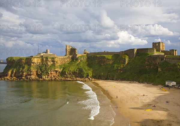 Priory and castle, King Edward's Bay, Tynemouth, Northumberland, England, United Kingdom, Europe