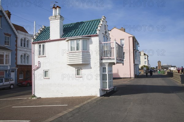 Tiny miniature seaside house called Fantasia on the seafront at Aldeburgh, Suffolk, England, United Kingdom, Europe