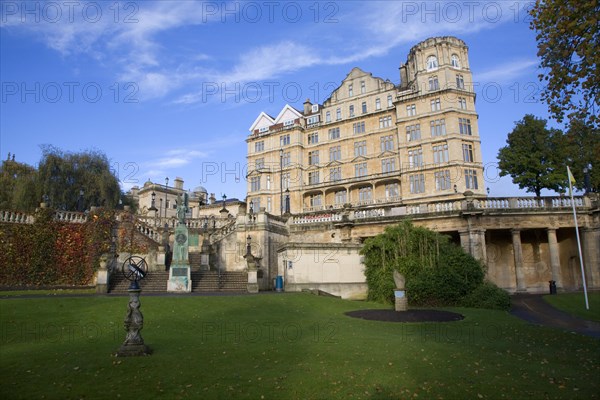 The former Empire Hotel built 1901 designed by Charles Edward Davis, from Parade Gardens, Bath, Somerset, England, United Kingdom, Europe