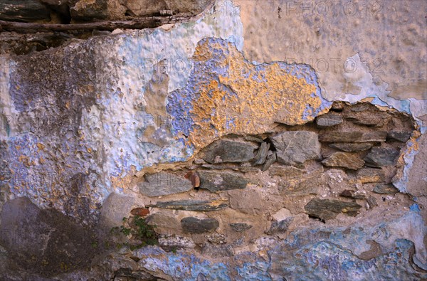 Wall, weathered, paint, peeling, Acropolis, Heptapyrgion, fortress, citadel, Thessaloniki, Macedonia, Greece, Europe
