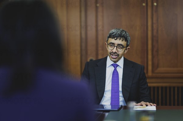 (L-R) Annalena Baerbock (Alliance 90/The Greens), Federal Foreign Minister, and Sheikh Abdullah bin Zayed Al Nahyan, Foreign Minister of the United Arab Emirates, photographed during a joint meeting in Berlin, 20 February 2024 / Photographed on behalf of the Federal Foreign Office