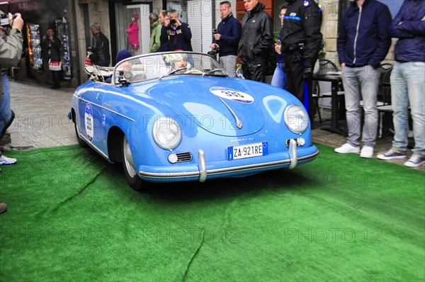 Mille Miglia 2016, time control, checkpoint, SAN MARINO, start no. 333 PORSCHE 356 1500 SPEEDSTER built in 1955 Vintage car race. San Marino, Italy, Europe